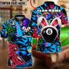 BlueJose Billiards Graffiti 8 Ball Bunny Style Personalized Name Shirt (4 Colors)