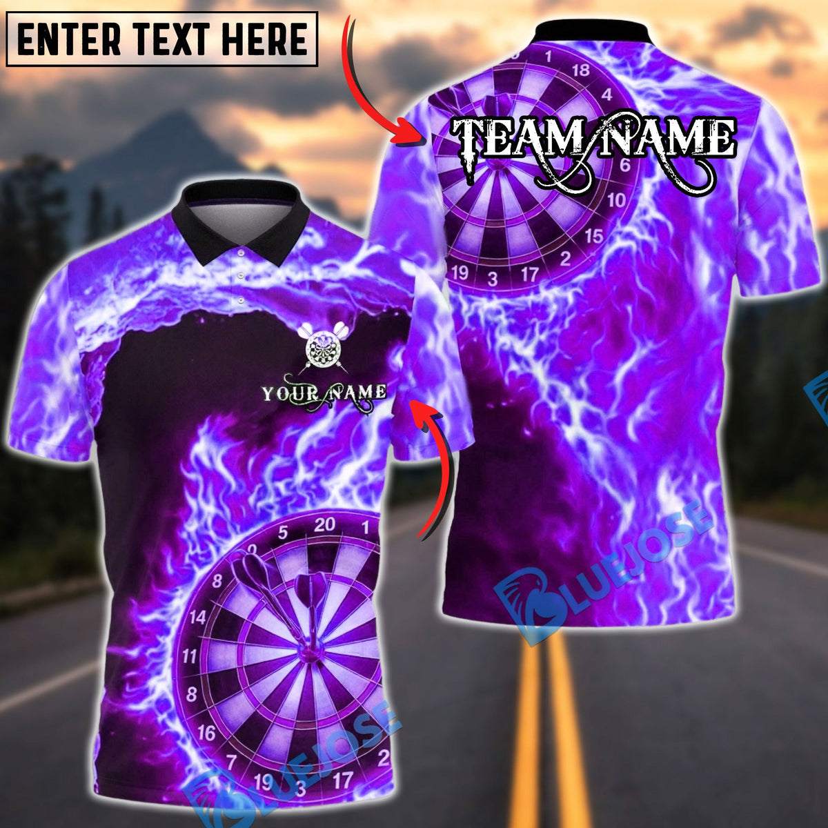 BlueJose Darts Lightning Wave Energy Multicolor Options Personalized Name Shirt (4 Colors)