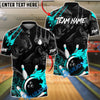 BlueJose Bowling & Pins Leopard Fireball Strike Power Art Customized Name, Team Name 3D Shirt (4 Colors)