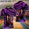 BlueJose Bowling & Pins Tribal Fire King Graphic Customized Name, Team Name 3D Shirt (4 Colors)