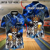 BlueJose Bowling & Pins King Skull Royal Pub Style Customized Name, Team Name 3D Shirt (4 Colors)