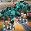 BlueJose Bowling & Pins King Skull Royal Pub Style Customized Name, Team Name 3D Shirt (4 Colors)