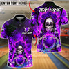 BlueJose Bowling & Pins Fiery Sugar Skull Rose Flame Gothic Team Style Customized Name, Team Name 3D Shirt (4 Colors)
