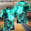 BlueJose Bowling & Pins Grim Reaper Lightning Skull Power Style Customized Name, Team Name 3D Shirt (4 Colors)