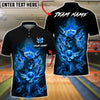 BlueJose Bowling & Pins Neon Demon Skull Cosmic Art  Customized Name, Team Name 3D Shirt (4 Colors)