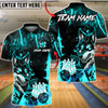 BlueJose Bowling & Pins Fierce Wolf Neon Art Customized Name, Team Name 3D Shirt (4 Colors)