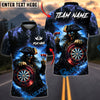 BlueJose Darts Pirate Skull Flame Dartboard Dark Fantasy Cool Graphic Personalized Name, Team Name Unisex Shirt (4 Colors)