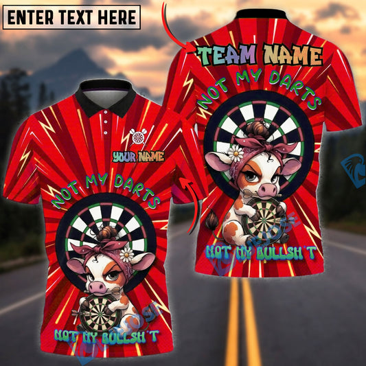 BlueJose Darts Funny Cow Not My Darts Not My Bullshit Humor Meme Style Personalized Name, Team Name Unisex Shirt (4 Colors)
