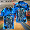 BlueJose Bowling & Pins Royal Skull King Queen Casino Art  Customized Name, Team Name 3D Shirt (4 Colors)