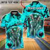 BlueJose Bowling & Pins Royal Skull King Queen Casino Art  Customized Name, Team Name 3D Shirt (4 Colors)