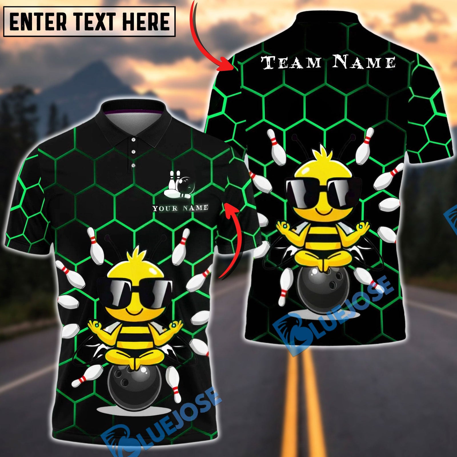 BlueJose Darts Zen Bee Meditation Style Multicolor Options Personalized Name Shirt (6 Colors)