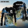 Bluejose Fishing Black Blue Wave Scale Pattern Custom Name & Team Name 3D Shirts (12 Breeds)