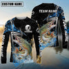 Bluejose Fishing Black Blue Wave Scale Pattern Custom Name & Team Name 3D Shirts (12 Breeds)