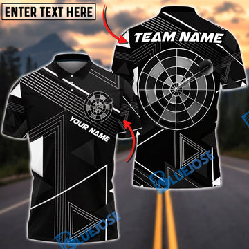 BlueJose Darts Black White Geometric Minimalist Dartboard Personalized Name Shirt