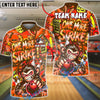 BlueJose Bowling & Pins Angry Monkey One More Strike Graffiti Style Customized Name, Team Name 3D Shirt (4 Colors)