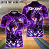 BlueJose Bowling & Pins Dragon Fire Lightning Fantasy Customized Name, Team Name 3D Shirt (4 Colors)