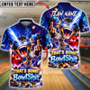BlueJose Bowling And Pins Funny Graphic Space Monkey Lightning Explosion Customized Name, Team Name 3D Shirt (6 Colors)