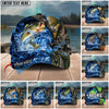 BlueJose Fishing Ocean Wave Hook Zipper Style Personalized Name Classic 3D Cap Personalized Cap (13 Breeds)