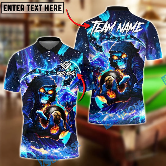 BlueJose Billiards 8 Ball Grim Reaper Cosmic Personalized Name, Team Name Unisex Shirt (4 Colors)