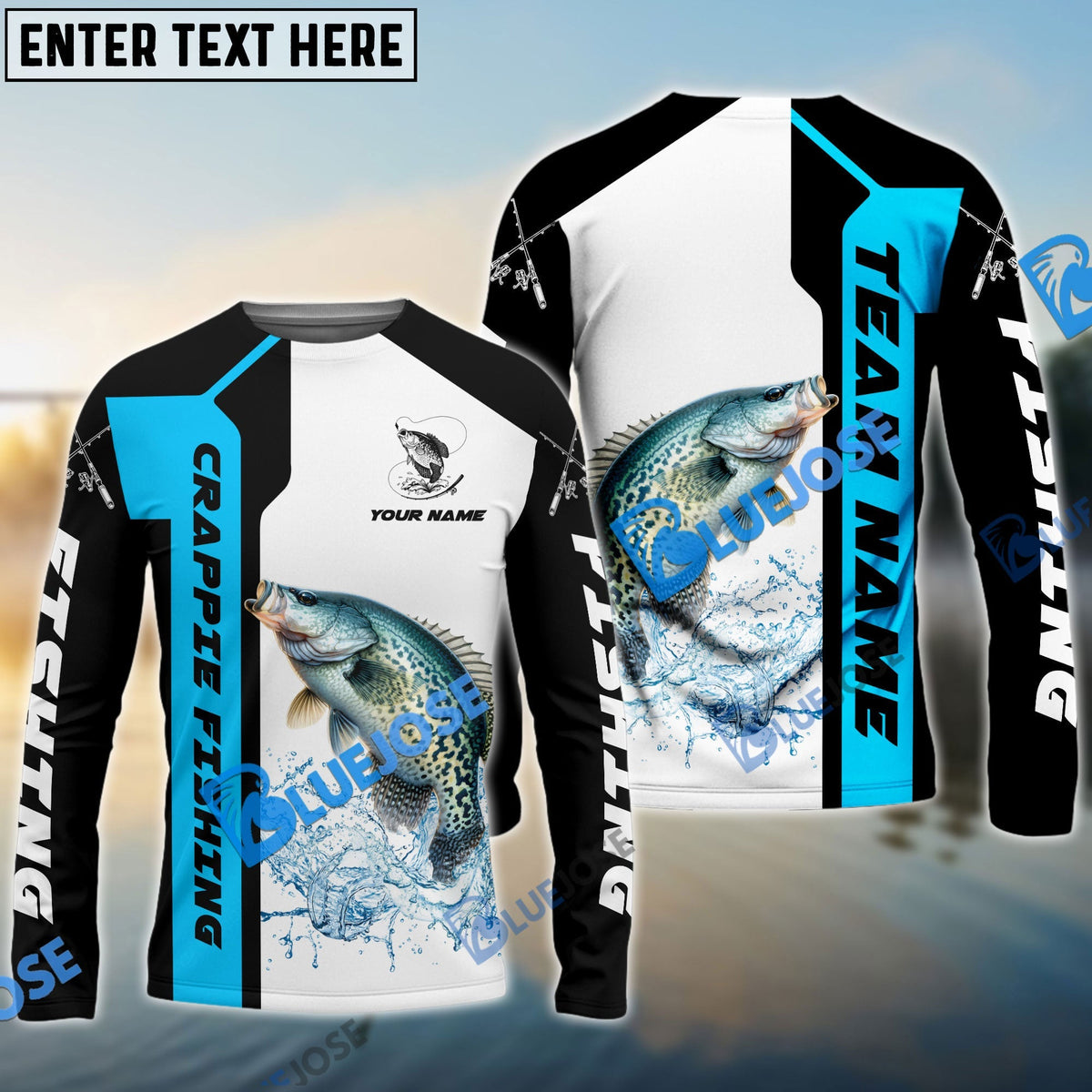 Bluejose Crappie Fishing Blue Line Sport Custom Name &amp; Team Name 3D Shirts