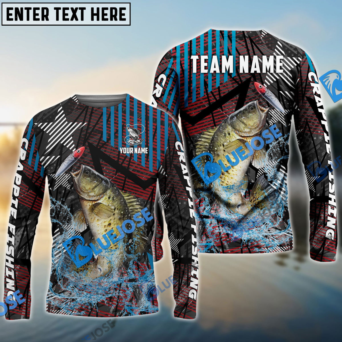 Bluejose Crappie Fishing Rising Star Custom Name &amp; Team Name 3D Shirts