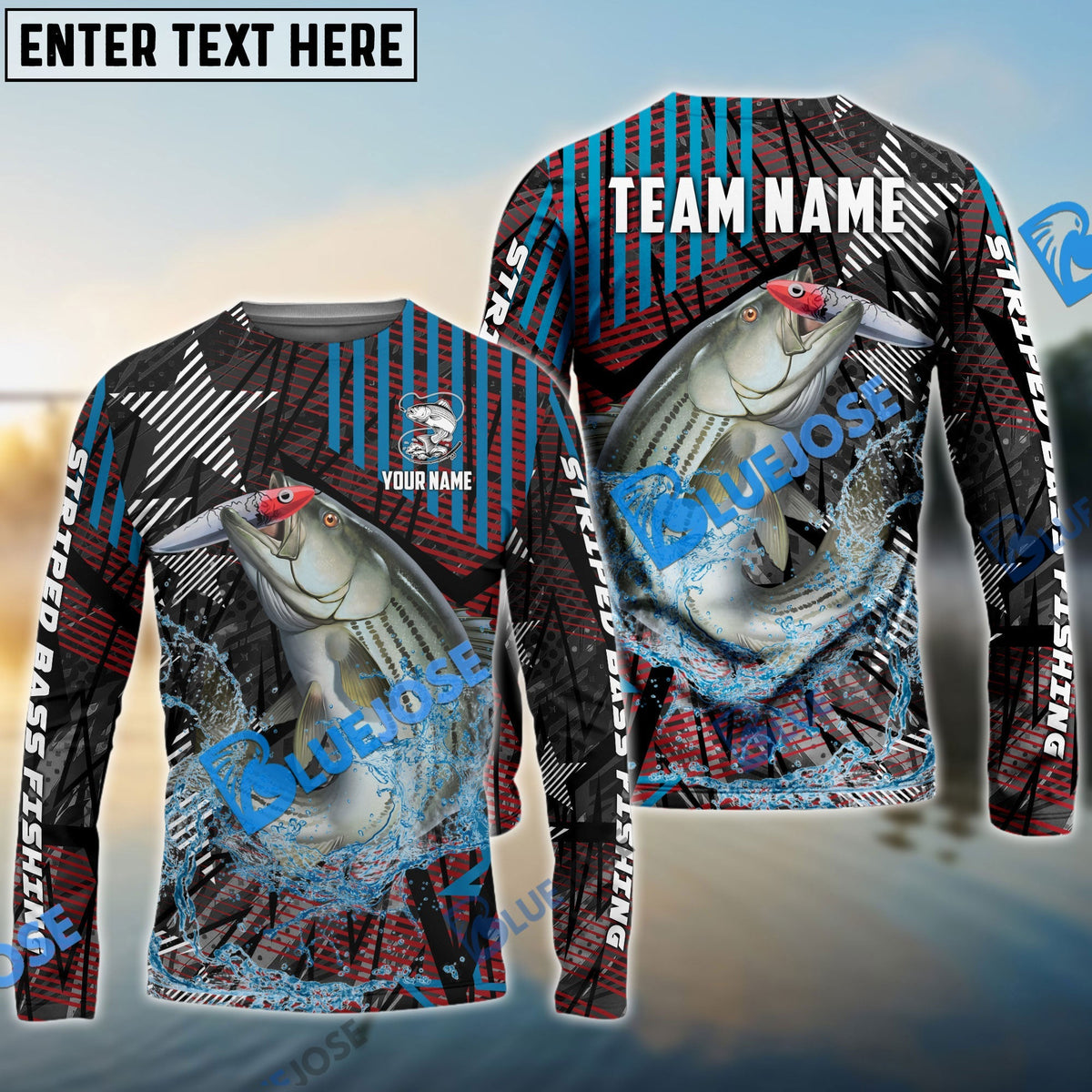 Bluejose Striped Bass Fishing Rising Star Custom Name &amp; Team Name 3D Shirts