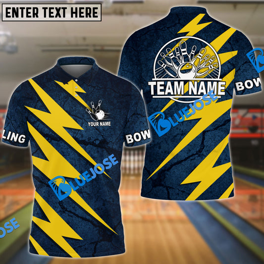 BlueJoses Bowling And Pins Lightning Volt Customized Name 3D Shirt ( 6 Colors)