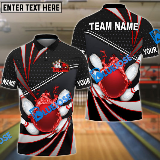 BlueJoses Bowling And Pins Point Tornado Pattern Multicolor Customized Name 3D Shirt ( 4 Colors )