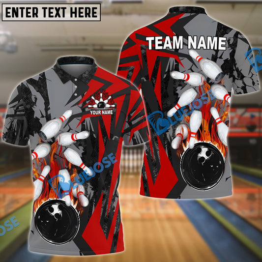 BlueJoses Bowling And Pins Dropping Bomb Multicolor Customized Name 3D Shirt ( 4 Colors )