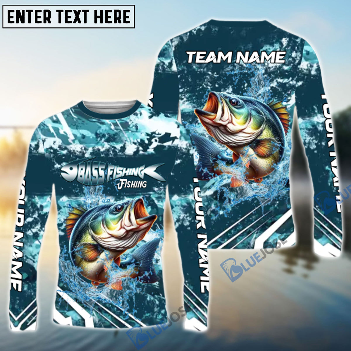 Bluejose Bass Fishing Splash Pro Design Name &amp; Team Name 3D Shirts