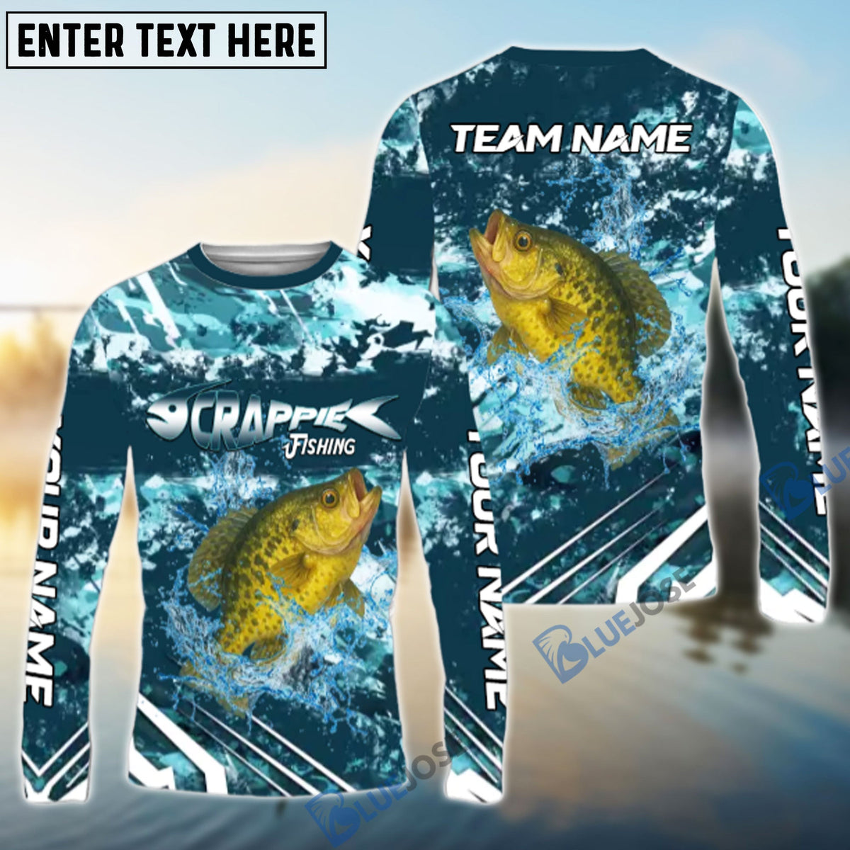 Bluejose Crappie Fishing Splash Pro Design Name &amp; Team Name 3D Shirts