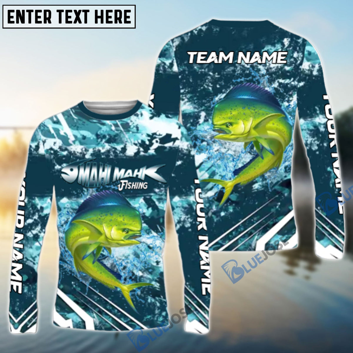 Bluejose Mahi Mahi Fishing Splash Pro Design Name &amp; Team Name 3D Shirts