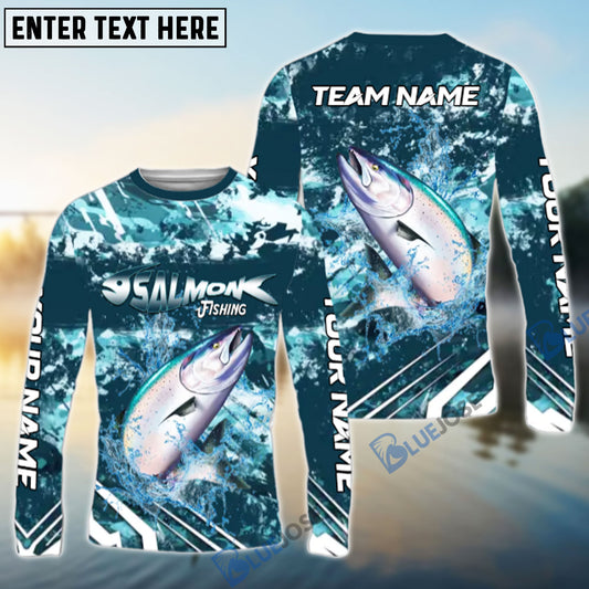 Bluejose Salmon Fishing Splash Pro Design Name & Team Name 3D Shirts