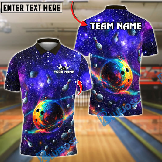 BlueJose Bowling And Pins Galactic Universe Personalized Shirt
