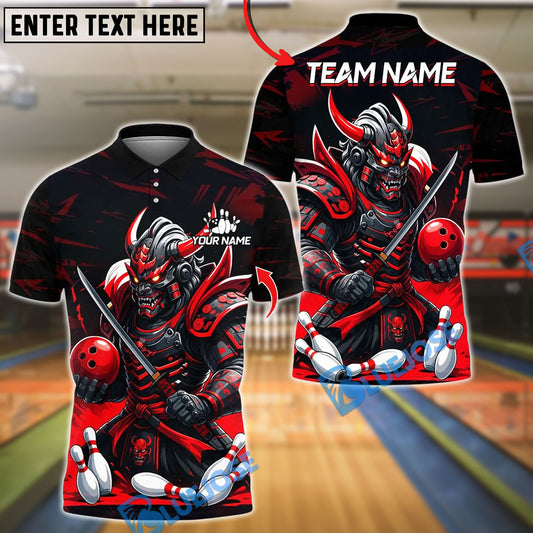 BlueJose Bowling And Pins Samurai Design Customized Name, Team Name 3D Shirt (4 Colors)