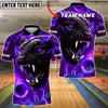BlueJose Bowling And Pins Black Panther Thunder Flame Design Customized Name, Team Name 3D Shirt (4 Colors)