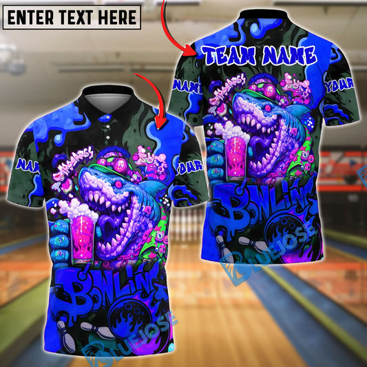 BlueJose Bowling And Pins Beer Shark Customized Name, Team Name 3D Shirt (4 Colors)