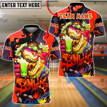 BlueJose Bowling And Pins Beer Shark Customized Name, Team Name 3D Shirt (4 Colors)