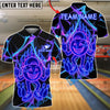 BlueJose Bowling And Pins Funny Neon Design Customized Name, Team Name 3D Shirt (4 Colors)