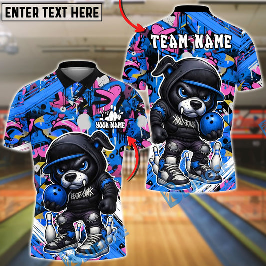 BlueJose Bowling And Pins Streetwear Bear With Bowling Design Customized Name, Team Name 3D Shirt (4 Colors)