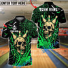 BlueJose Bowling And Pins Flame Bowling Skull Halloween Design Customized Name, Team Name 3D Shirt (4 Colors)