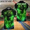 BlueJose Bowling And Pins Reaper And Fire Smoke Skull Design Customized Name, Team Name 3D Shirt (4 Colors)
