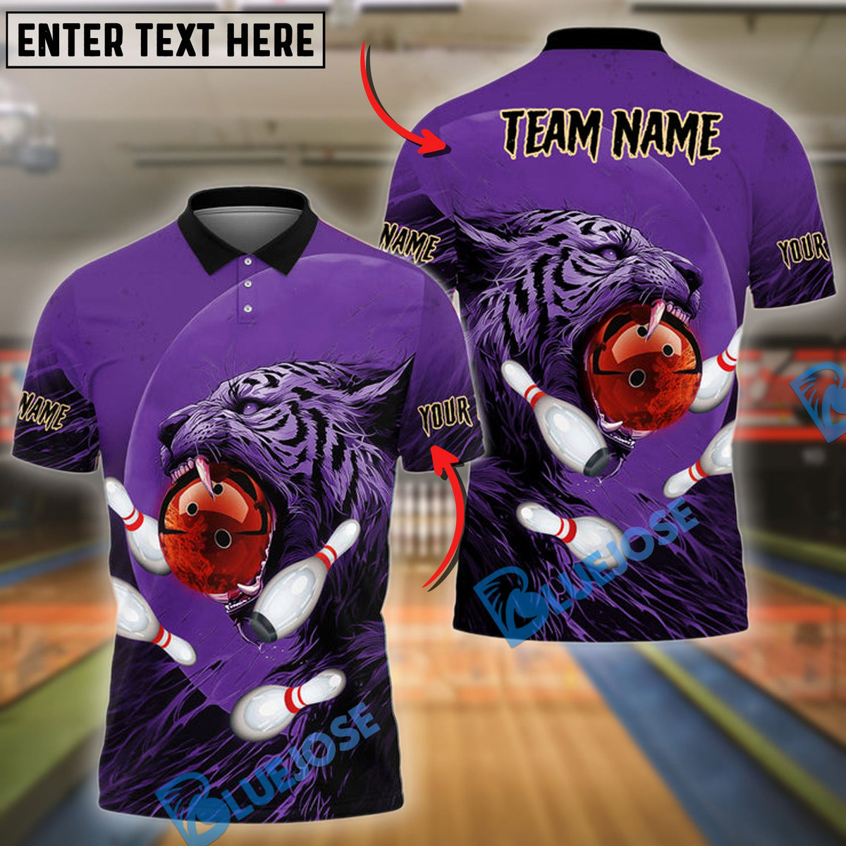 BlueJose Bowling And Pins Tiger Customized Name 3D Shirt (4 Colors)