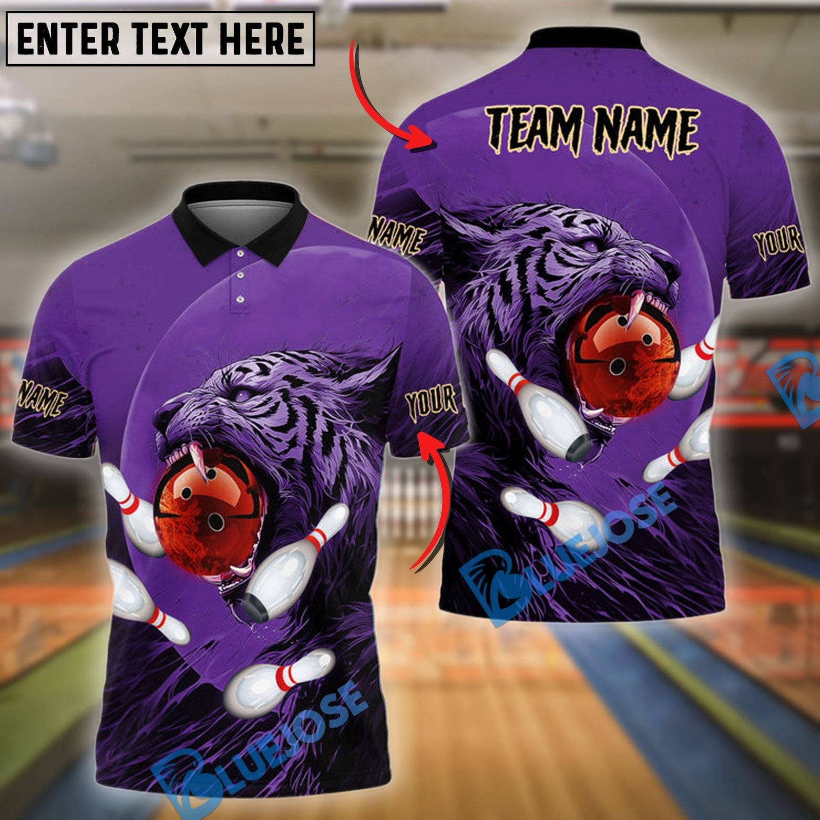 BlueJose Bowling And Pins Tiger Customized Name 3D Shirt (4 Colors)