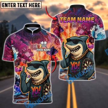 BlueJose Darts Fierce Shark Dartboard Design Personalized Name Shirt