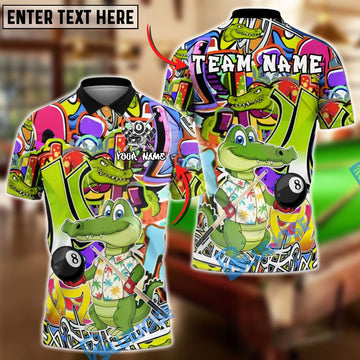 BlueJose Billiards Ball 8 Crocodile Cartoon Customized Name, Team Name 3D Shirt