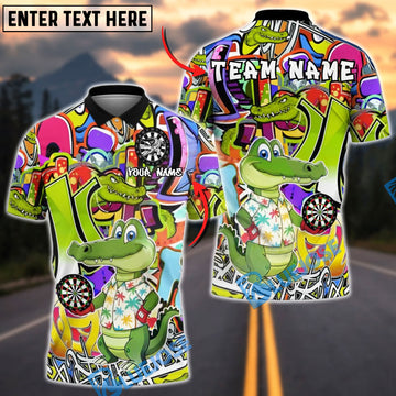 BlueJose Darts Crocodile Cartoon Personalized Name Shirt
