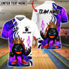 BlueJose Bowling And Pins King Flame Ball 2 Customized Name, Team Name 3D Shirt (4 Colors)