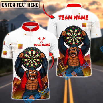 BlueJose Darts Gorilla King Rebel Attitude Customized Name, Team Name 3D Shirt (4 Colors)