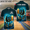 BlueJose Bowling And Pins Flaming Pin Beer Lover Customized Name, Team Name 3D Shirt (4 Colors)